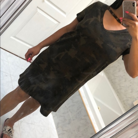 CAMO PRINT TEE CHOKER DRESS - Picture 2 of 7